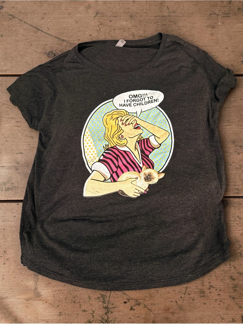 FUNNY CAT GRAPHIC NEXT LEVEL T SHIRT I FORGOT TO HAVE CHILDREN NOVELTY TOP LARGE